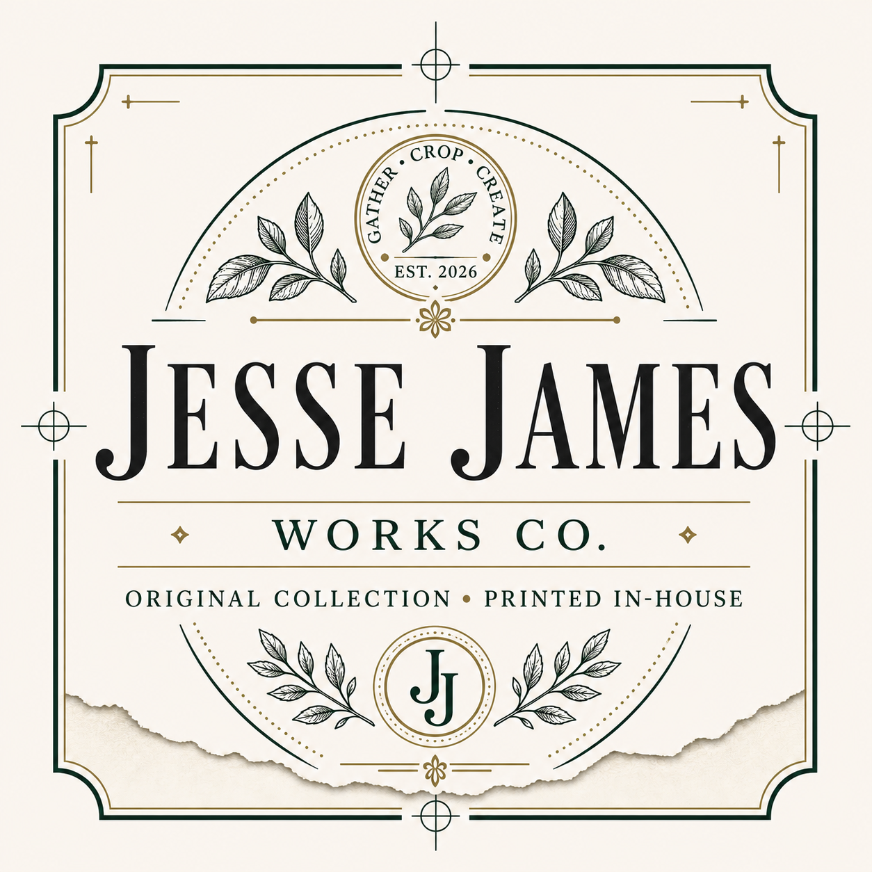 Jesse James Works Co. original custom paper collections, available by pre-order from Gather Crop Create